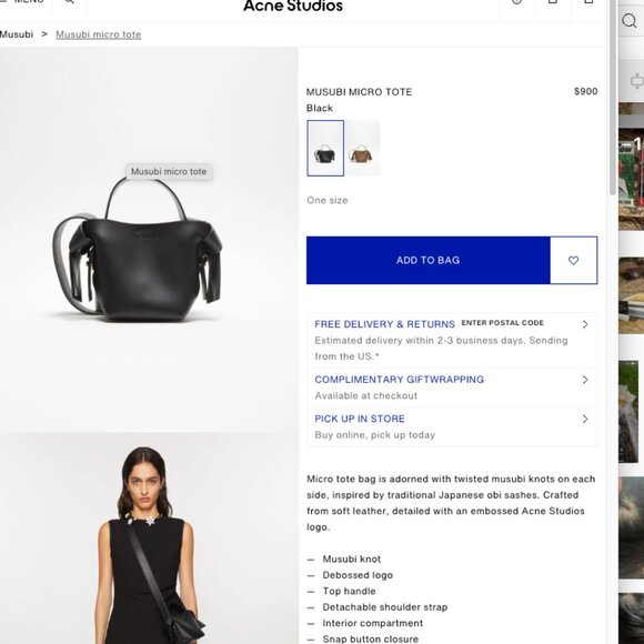 NEW Acne Studios Micro Musubi Bag - Picture 1 of 5